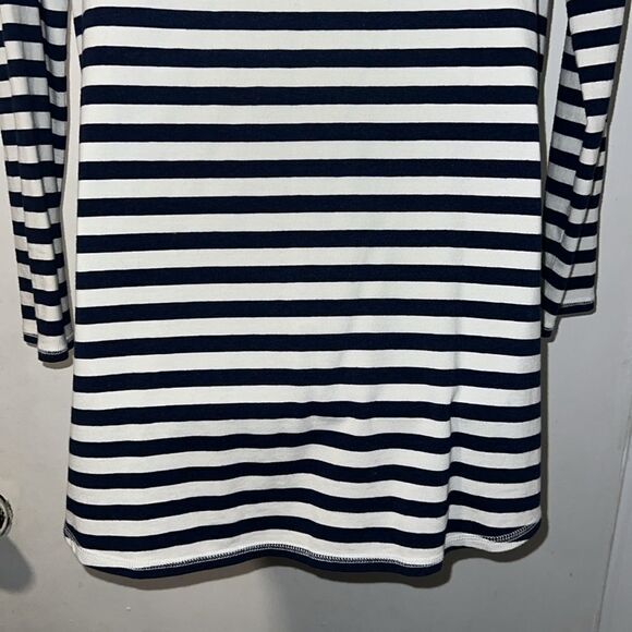 SOFT SURROUNDING Navy Blue Striped Tunic Top With Side Buttons-S - Picture 7 of 9